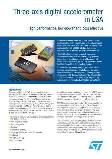 stmicroelectronics 3-axis digital accelerometer|STMicroelectronics Accelerometers .